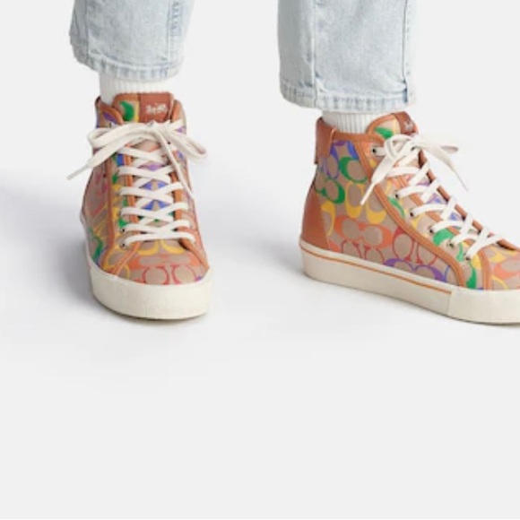 Coach Shoes Nwt Coach Citysole High Top Platform Sneaker In Rainbow